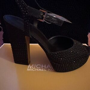 Michael Kors Black Embellished Platform Heels